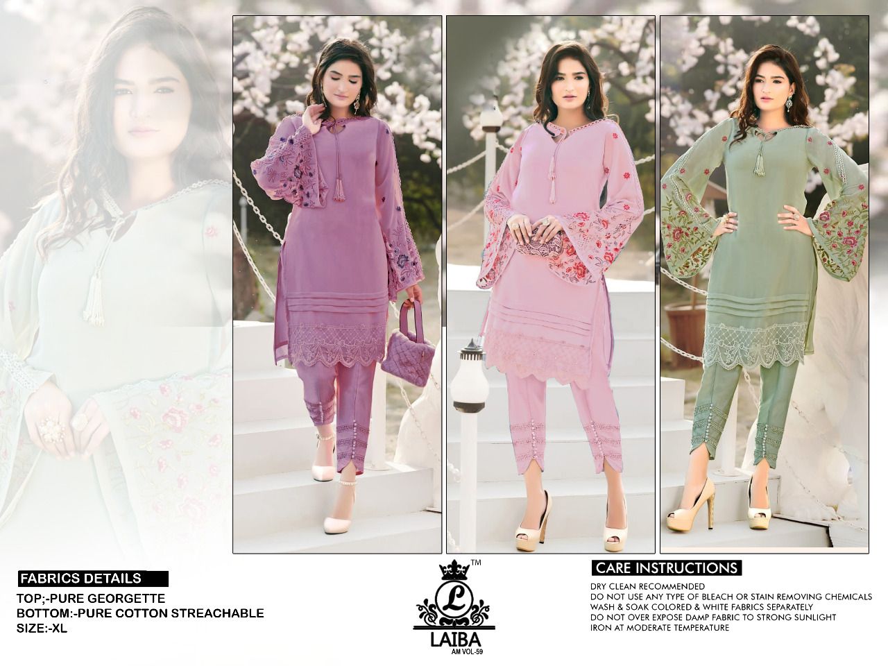 Laiba Am 59 Nx Fancy Designer Party Wear Georgette Top With Bottom Collection
